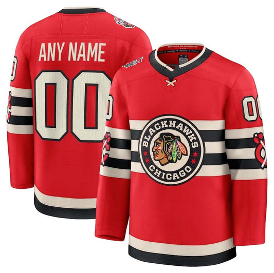Custom C.Blackhawks Fanatics 2025 Winter Classic Premium Jersey - Red Stitched American Hockey Jersey UNEC