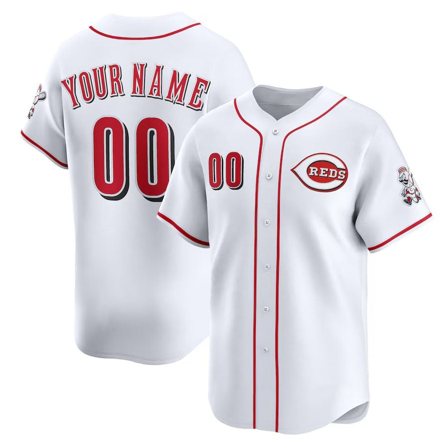 Custom Cincinnati Reds Home Limited Jersey - White Stitched Baseball Jerseys
