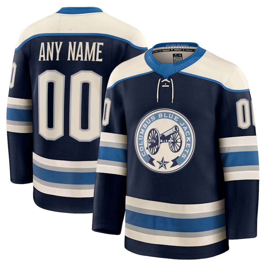 Custom C.Blue Jackets Fanatics Alternate Premium Jersey - Navy Stitched American Hockey Jersey UNEC