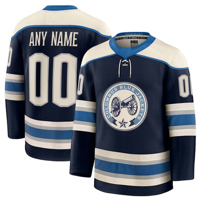 Custom C.Blue Jackets Fanatics Alternate Premium Jersey - Navy Stitched American Hockey Jersey UNEC