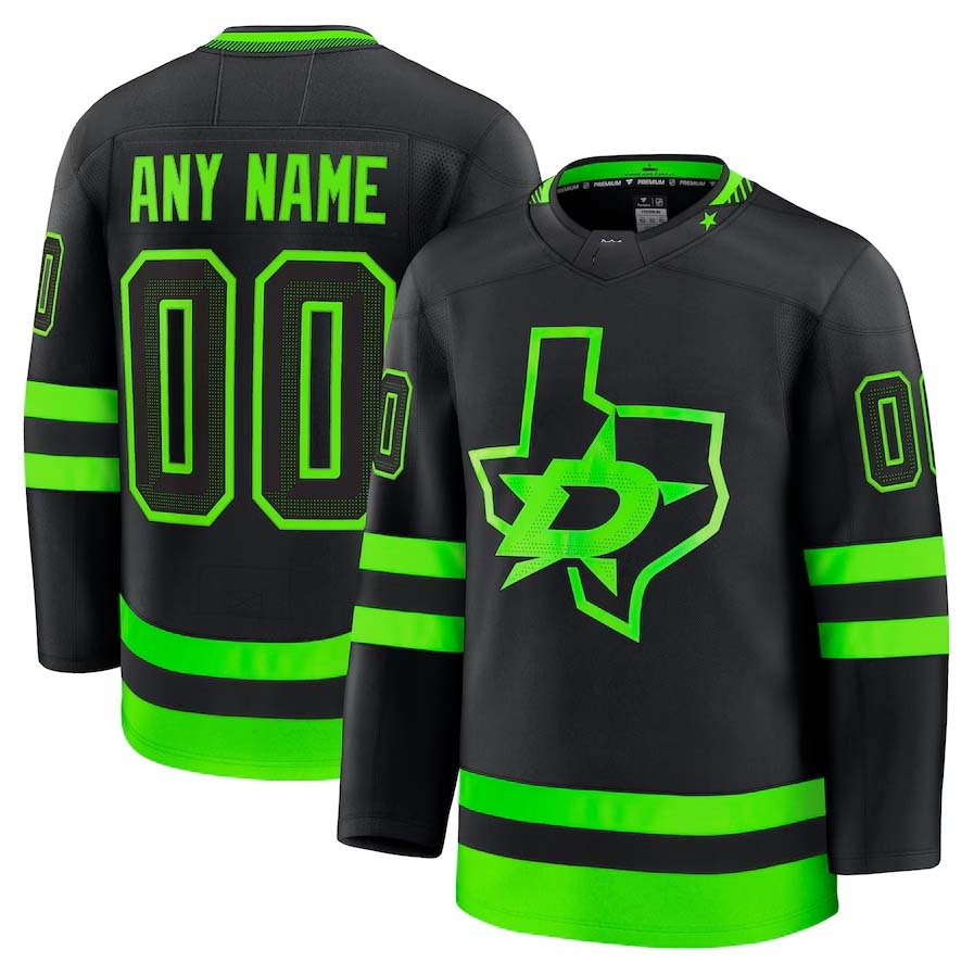 Custom D.Stars Fanatics Alternate Premium Jersey - Black Stitched American Hockey Jersey UNEC