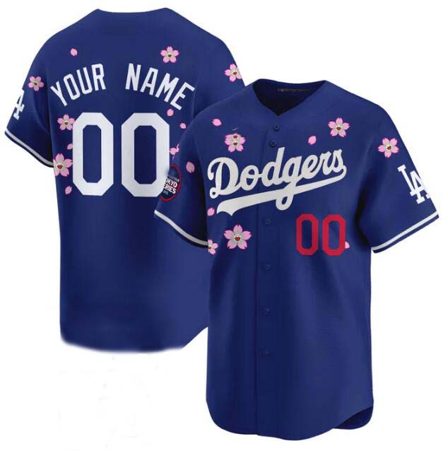 Custom Los Angeles Dodgers Active Player Royal 2025 Tokyo Series Limited Stitched Baseball Jersey