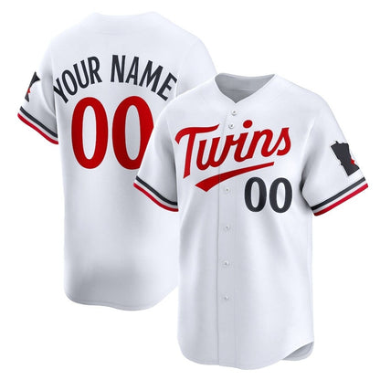 Custom Minnesota Twins Home Limited Jersey - White Stitched Baseball Jersey
