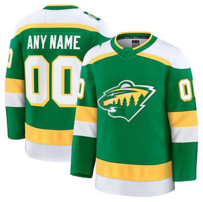 Custom M.Wild Fanatics Alternate Premium Jersey - Green Stitched American Hockey Jersey UNEC