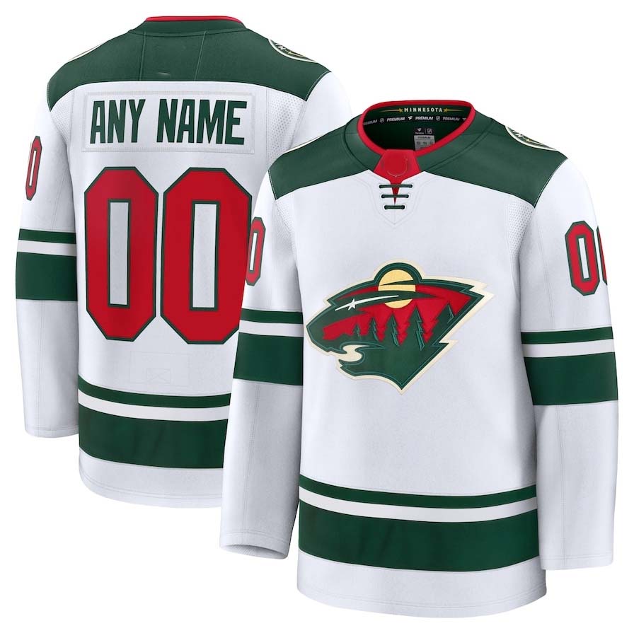 Custom M.Wild Fanatics Away Premium Jersey - White Stitched American Hockey Jersey UNEC