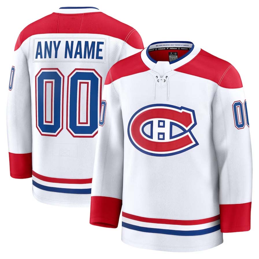 Custom M.Canadiens Fanatics Away Premium Jersey - White Stitched American Hockey Jersey UNEC