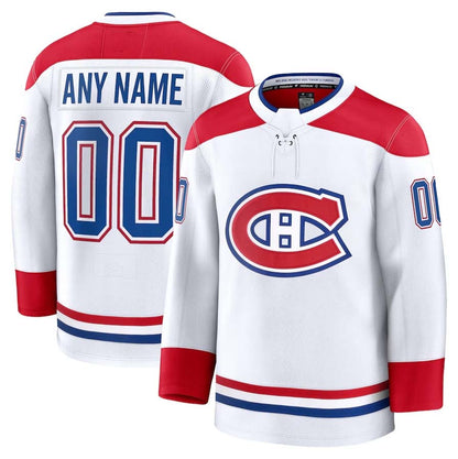 Custom M.Canadiens Fanatics Away Premium Jersey - White Stitched American Hockey Jersey UNEC