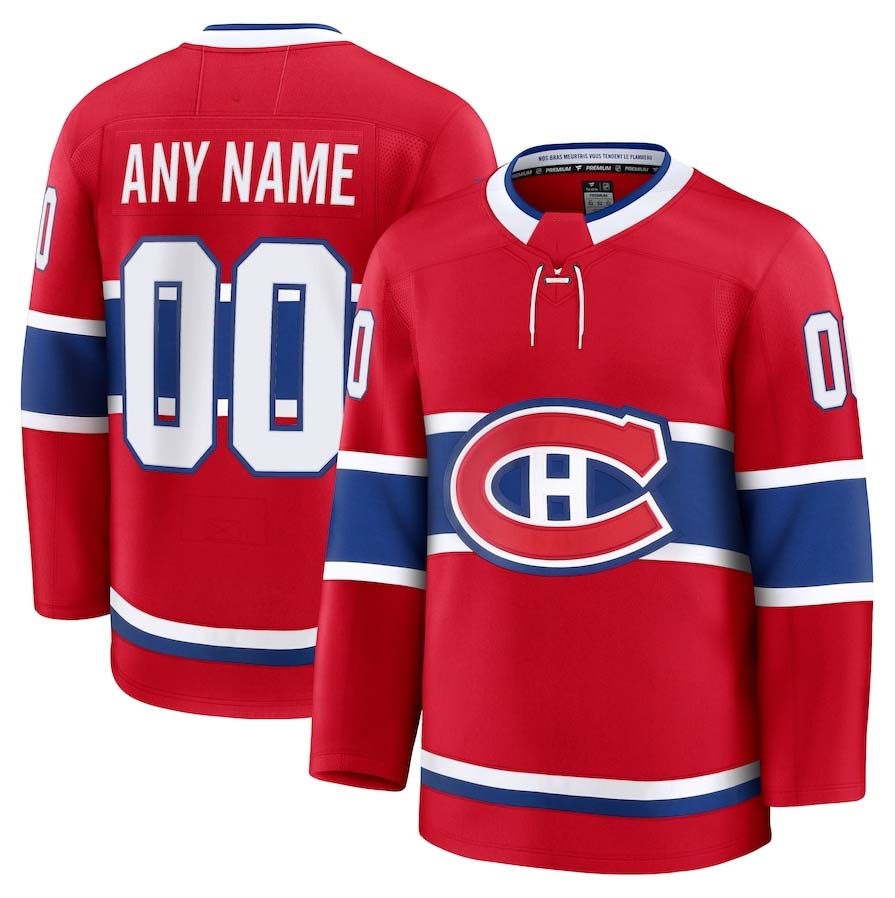Custom M.Canadiens Fanatics Home Premium Jersey - Red Stitched American Hockey Jersey UNEC
