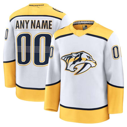 Custom N.Predators  Fanatics Away Premium Jersey - White Stitched American Hockey Jersey UNEC