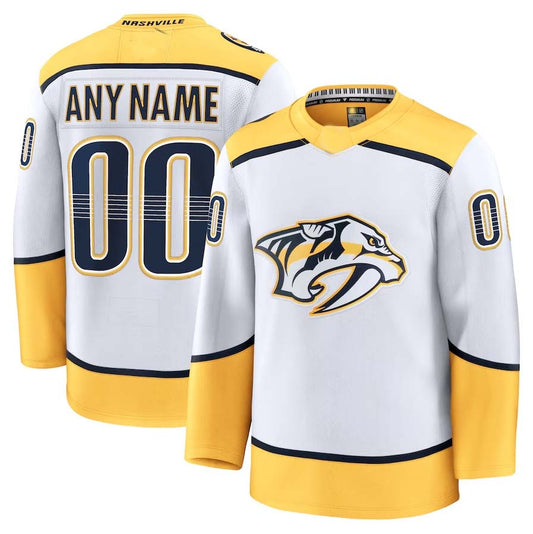 Custom N.Predators  Fanatics Away Premium Jersey - White Stitched American Hockey Jersey UNEC