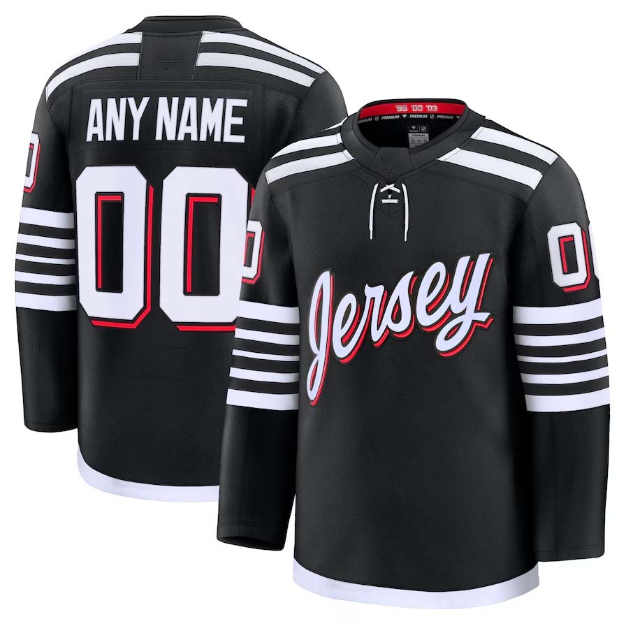 Custom NJ.Devils Fanatics Alternate Premium Jersey - Black Stitched American Hockey Jersey UNEC