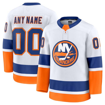 Custom NY.Islanders Fanatics Away Premium Jersey - White Stitched American Hockey Jersey UNEC