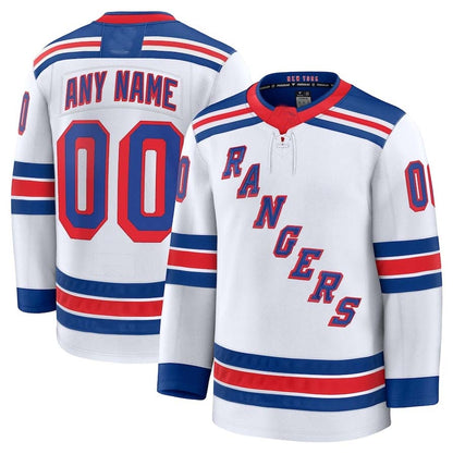 Custom NY.Rangers Fanatics Away Premium Jersey - White Stitched American Hockey Jersey UNEC