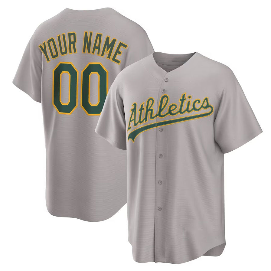 Custom Oakland Athletics Away Replica 2.0 Jersey - Gray Stitched Baseball Jersey