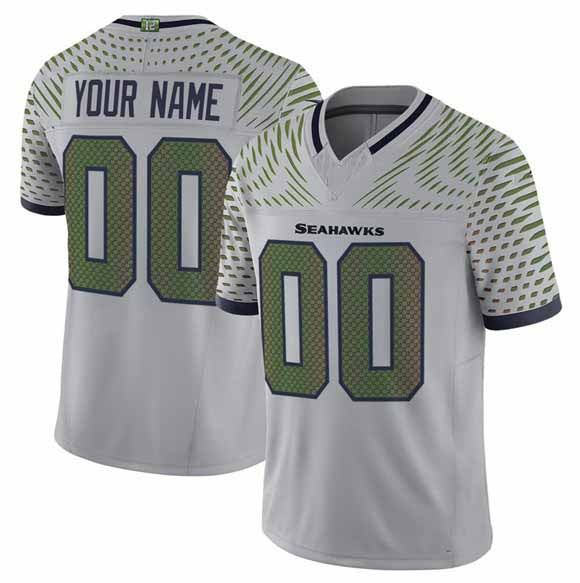 Custom S.Seahawks Active Player Gray 2025 F.U.S.E. Rivalries Vapor Untouchable Limited Stitched Football Jersey-CustomName