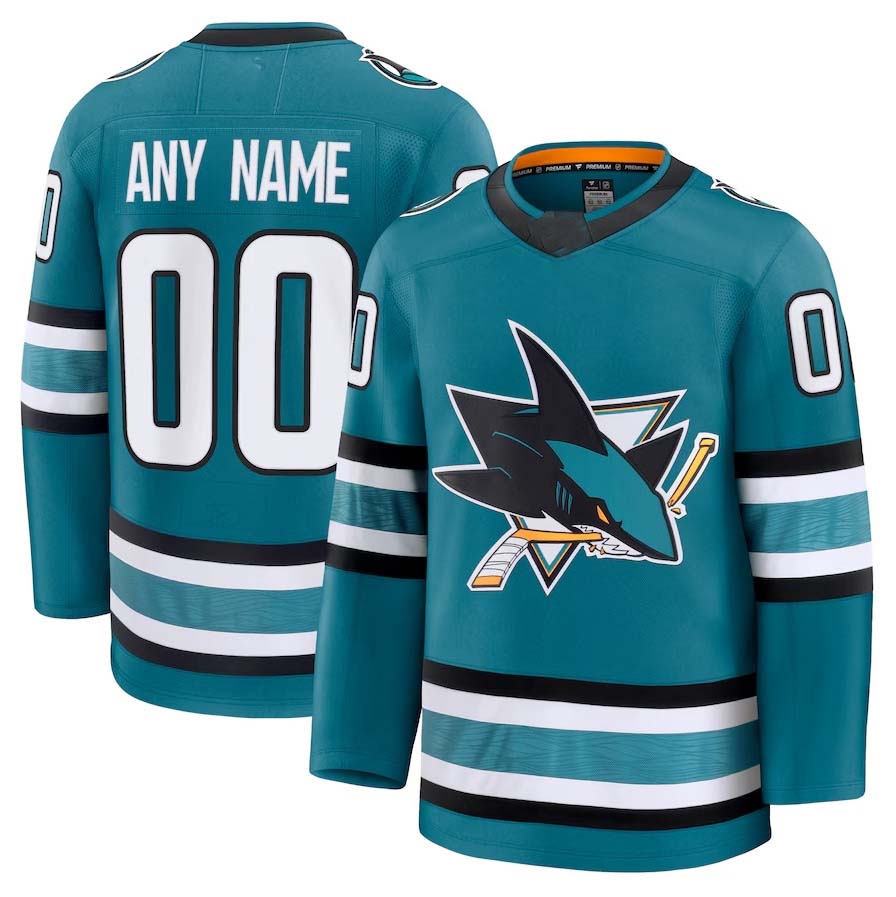 Custom SJ.Sharks Fanatics Home Premium Jersey - Teal Stitched American Hockey Jersey UNEC