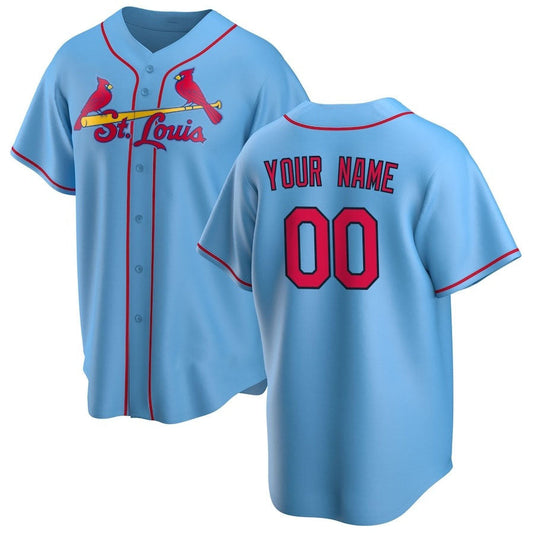 Custom St. Louis Cardinals Alternate Replica Jersey - Light Blue Stitched Baseball Jersey