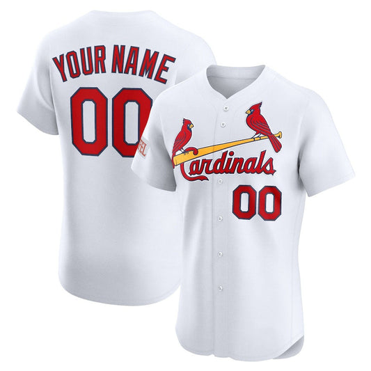 Custom St. Louis Cardinals Home Elite Sponsor Patch Jersey ¨C White Stitched Baseball Jersey