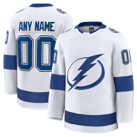 Custom TB.Lightning Fanatics Away Premium Jersey - White Stitched American Hockey Jersey UNEC
