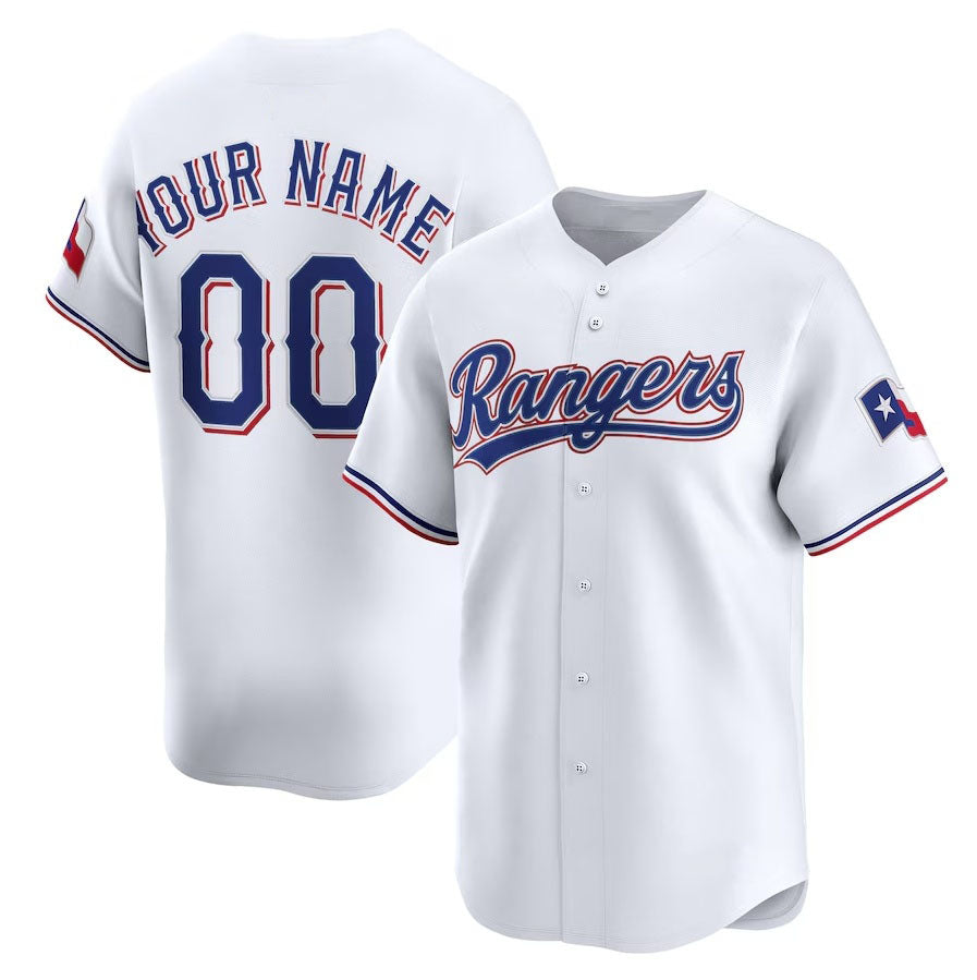 Custom Texas Rangers Home Limited Jersey - White Stitched Baseball Jersey
