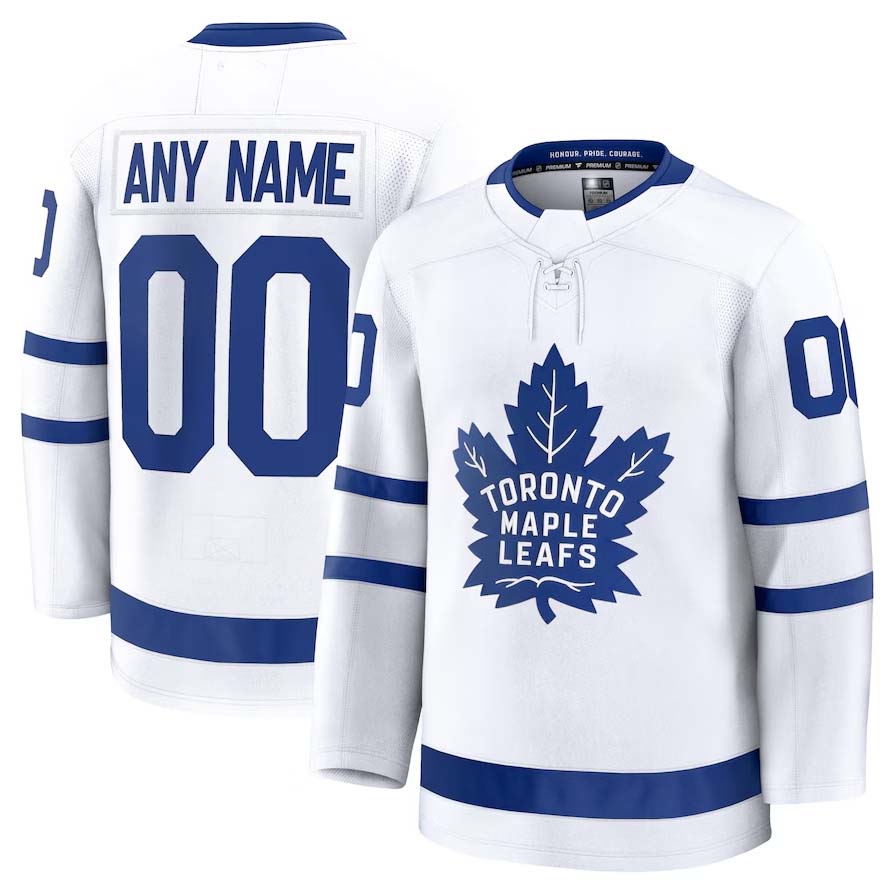 Custom T.Maple Leafs Fanatics Away Premium Jersey - White Stitched American Hockey Jersey UNEC