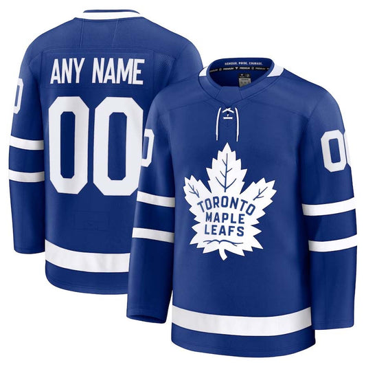 Custom T.Maple Leafs Fanatics Home Premium Jersey - Blue Stitched American Hockey Jersey UNEC