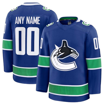 Custom V.Canucks Fanatics Home Premium Jersey - Blue Stitched American Hockey Jersey UNEC