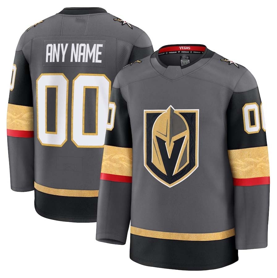 Custom V.Golden Knights Fanatics Alternate Premium Jersey - Gray Stitched American Hockey Jersey UNEC