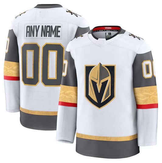 Custom V.Golden Knights Fanatics Away Premium Jersey - White Stitched American Hockey Jersey UNEC