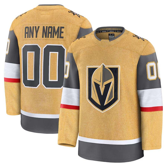 Custom V.Golden Knights Fanatics Home Premium Jersey - Gold Stitched American Hockey Jersey UNEC