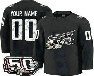 Custom W.Capitals Black 50th Anniversary Authentic Stitched American Hockey Jersey UNEC