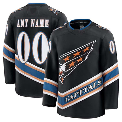 Custom W.Capitals Fanatics Alternate 50th Anniversary Premium Jersey - Black Stitched American Hockey Jersey UNEC