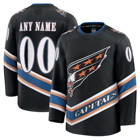 Custom W.Capitals Fanatics Alternate 50th Anniversary Premium Jersey - Black Stitched American Hockey Jersey UNEC