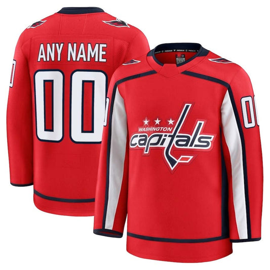 Custom W.Capitals Fanatics Home Premium Jersey - Red Stitched American Hockey Jersey UNEC