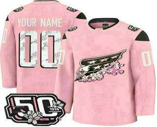 Custom W.Capitals Pink 50th Anniversary Authentic Stitched American Hockey Jersey UNEC