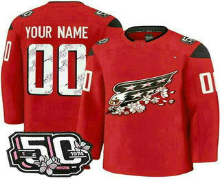 Custom W.Capitals Red 50th Anniversary Authentic Stitched American Hockey Jersey UNEC