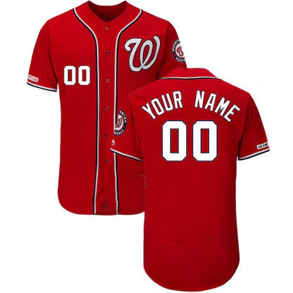 Custom Washington Nationals Majestic Alternate Scarlet Flex Base Stitched Baseball Jersey