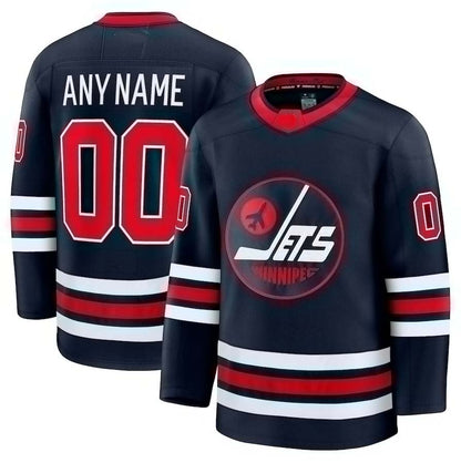 Custom W.Jets Fanatics Alternate Premium Jersey - Navy Stitched American Hockey Jersey UNEC
