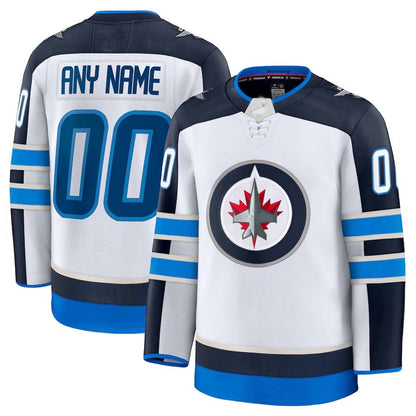 Custom W.Jets Fanatics Away Premium Jersey - White Stitched American Hockey Jersey UNEC