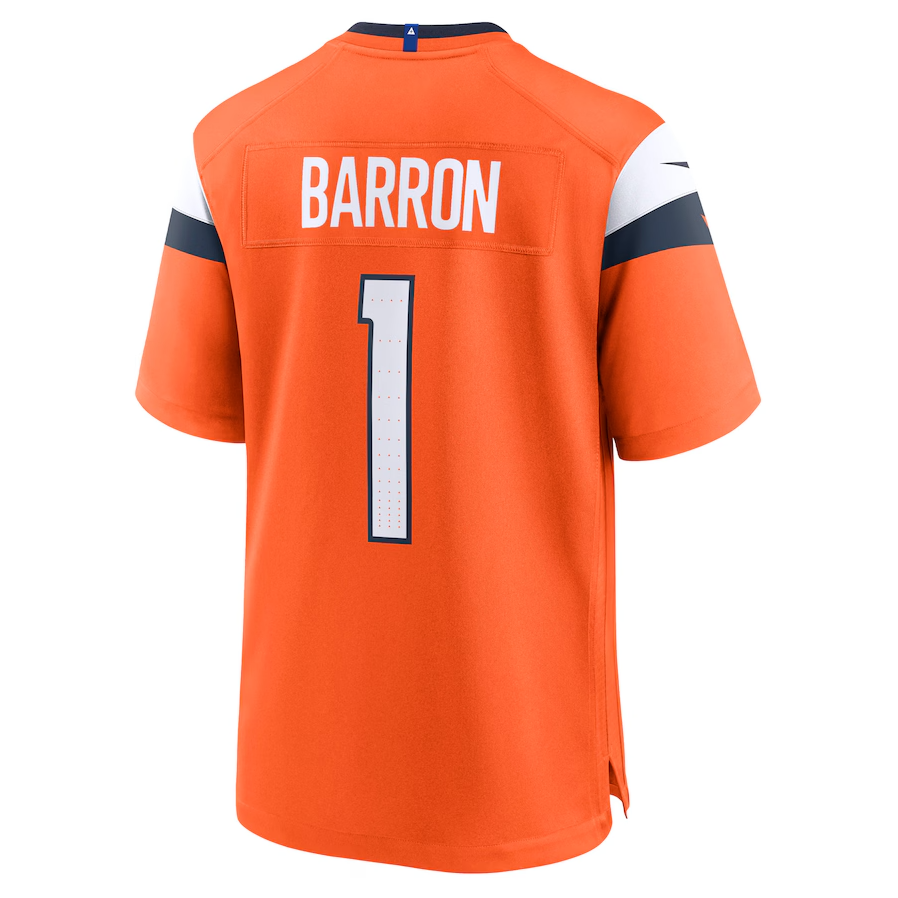 D.Broncos #1 Jahdae Barron Orange 2025 Draft First Round Pick Game American Football Jersey