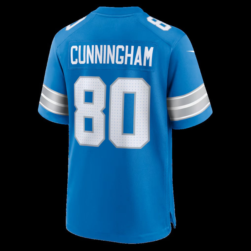 D.Lions #80 Malik Cunningham Blue Team Game American Football Jersey
