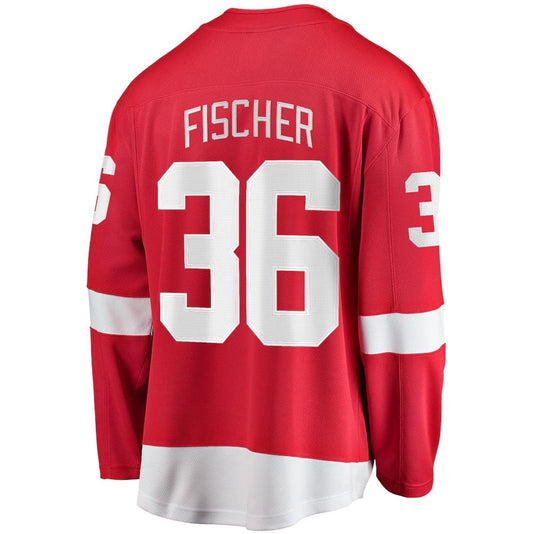 D.Red Wings #36 Christian Fischer Fanatics Home Breakaway Jersey - Red Stitched American Hockey Jersey UNEC