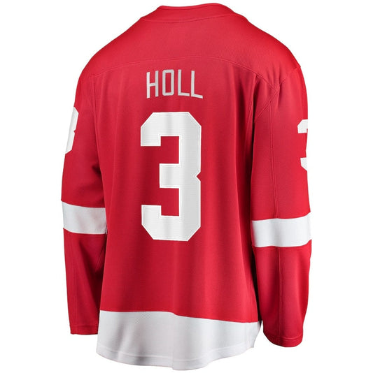 D.Red Wings #3 Justin Holl Fanatics Home Breakaway Jersey - Red Stitched American Hockey Jersey UNEC
