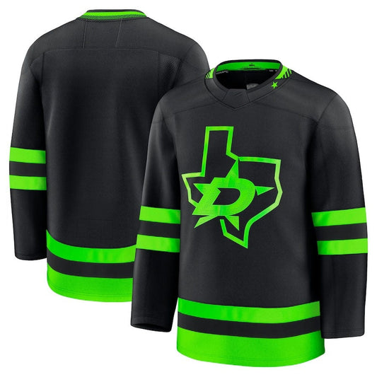 D.Stars Fanatics Alternate Premium Jersey - Black Stitched American Hockey Jersey UNEC