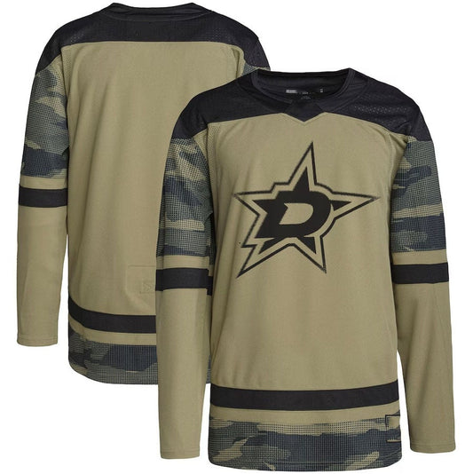 D.Stars Military Appreciation Team Authentic Practice Jersey - Camo Stitched American Hockey Jersey UNEC