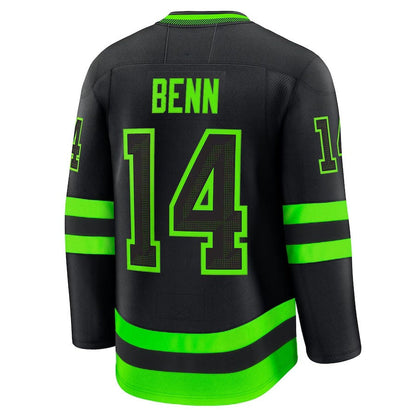 D.Stars #14 Jamie Benn Fanatics Alternate Premium Jersey - Black Stitched American Hockey Jersey UNEC