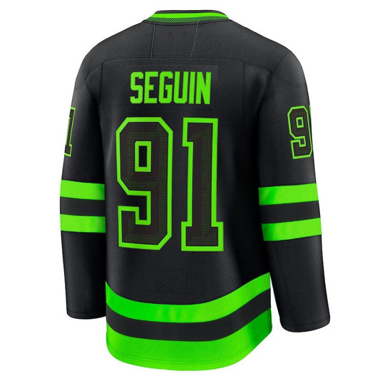D.Stars #91 Tyler Seguin Fanatics Alternate Premium Jersey - Black Stitched American Hockey Jersey UNEC