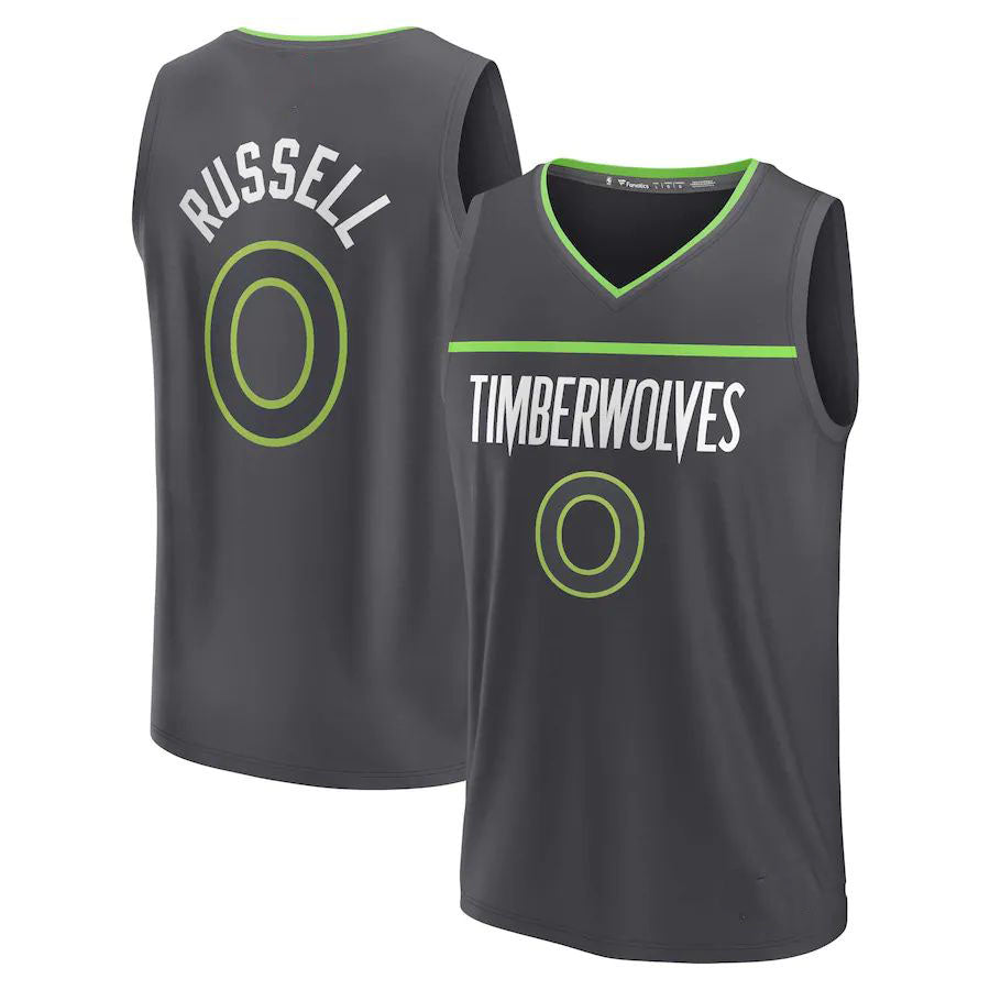 M.Timberwolves #0 D'Angelo Russell Fanatics Branded 2022-23 Fast Break Replica Jersey Anthracite Statement Edition Stitched American Basketball Jersey UNEC