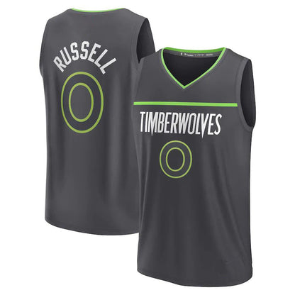 M.Timberwolves #0 D'Angelo Russell Fanatics Branded 2022-23 Fast Break Replica Jersey Anthracite Statement Edition Stitched American Basketball Jersey UNEC