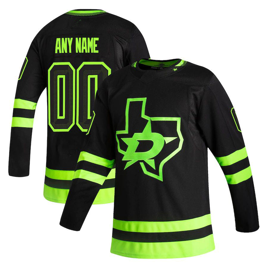 Custom D.Stars Fanatics Branded Home Breakaway Jersey Green Stitched American Hockey Jersey UNEC